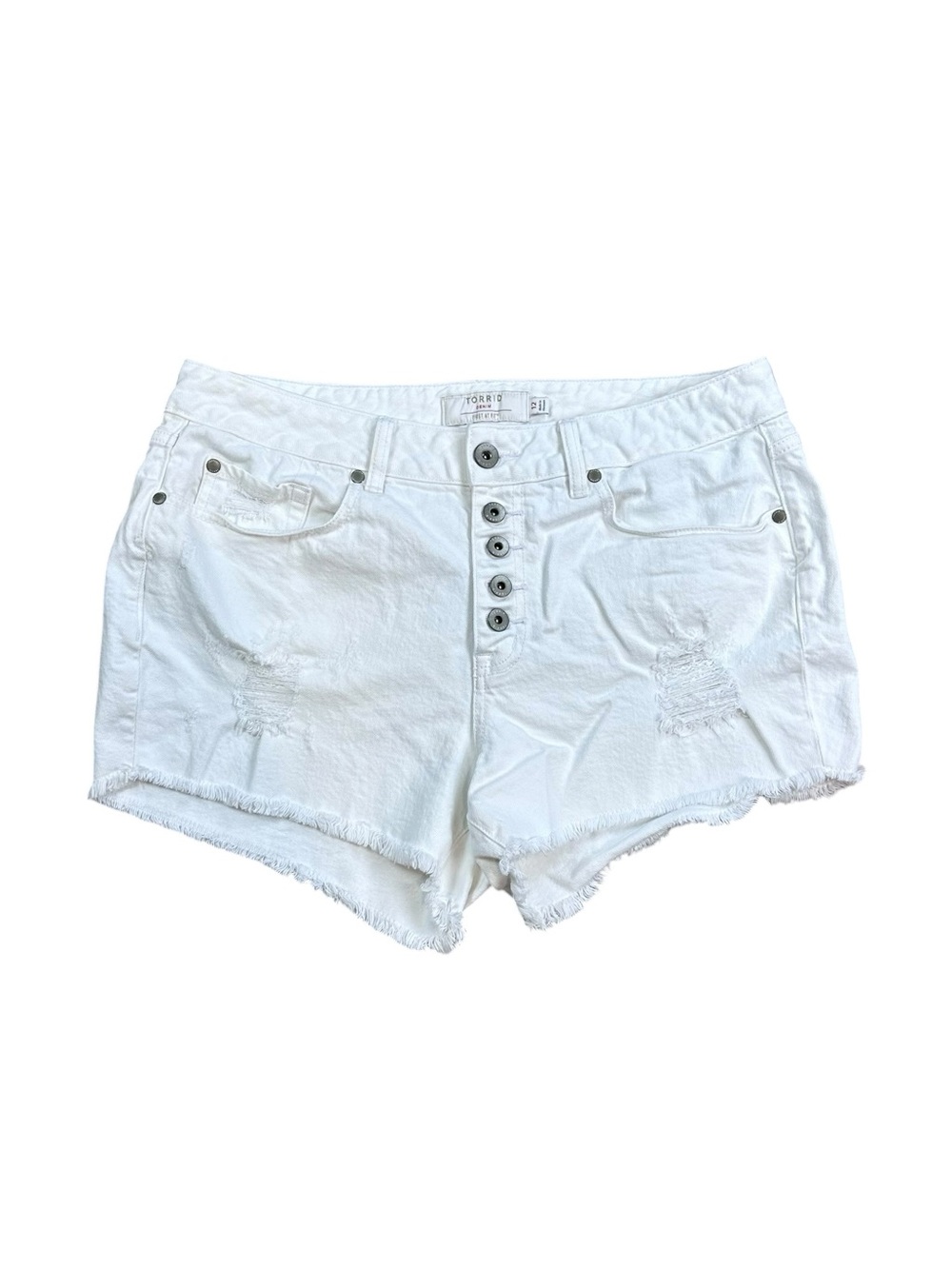 Torrid White High-Rise Button-Front First at Fit Denim Shorts Size 12
